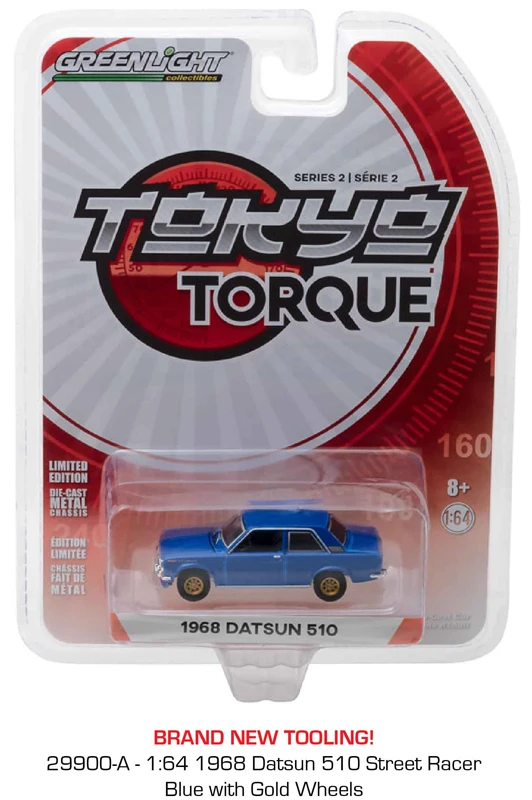 GreenLight 1:64 1968 Datsun 510 уличный гонщик в синем цвете игрушечный автомобиль из сплава