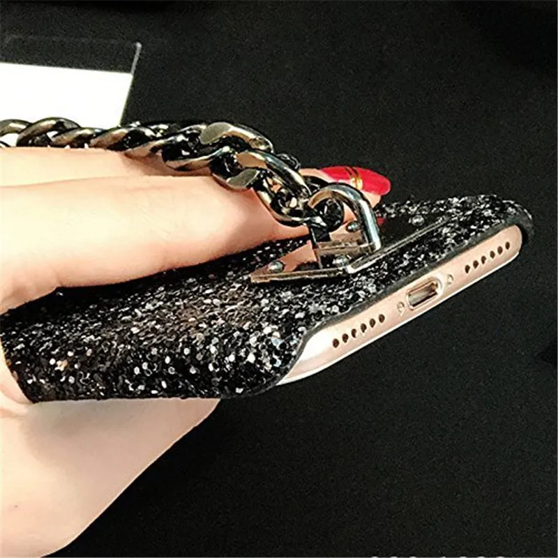 1 шт. Bling чехол для iphone 6 6s 7 8 8 плюс драгоценный металл цепи держатель горный хрусталь кристаллы лисий мех мяч чехол для телефона для iphone X