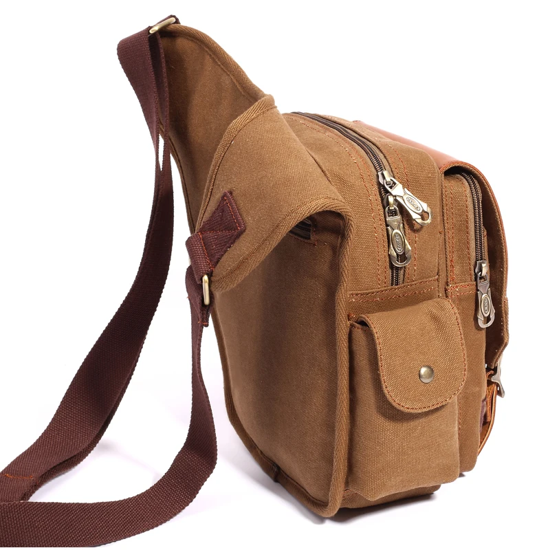 New Hot Sales!! KAUKKO vintage canvas bag Men Shoulder Messenger Cross Body Bag Sling Pack for Mens Business Chest | Багаж и сумки