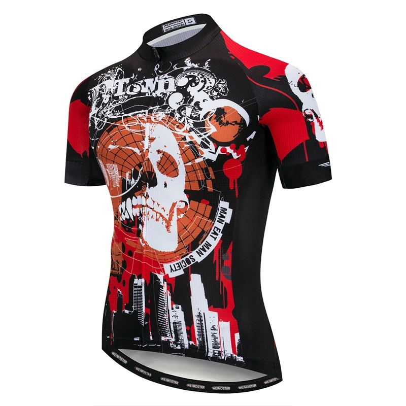 Weimostar Pro Team Skull Велоспорт Джерси мужские Топы рубашка Ropa Ciclismo велосипедная Одежда
