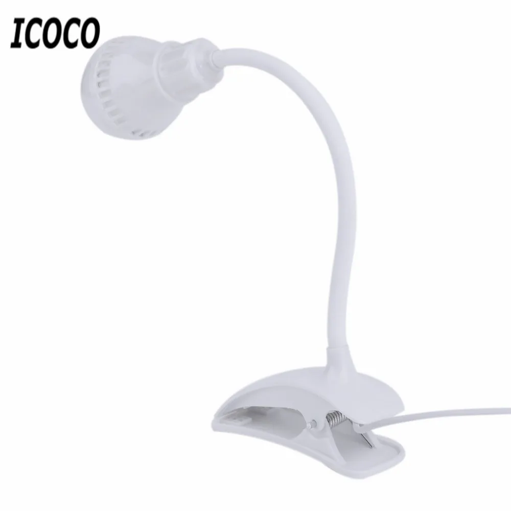 ICOCO Clip on светодиодный настольная лампа светильник USB для чтения белый Пресс