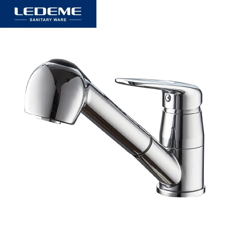 LEDEME Смеситель для кухни с вытягивающейся лейкой латунь Цвет: хром L6048 |