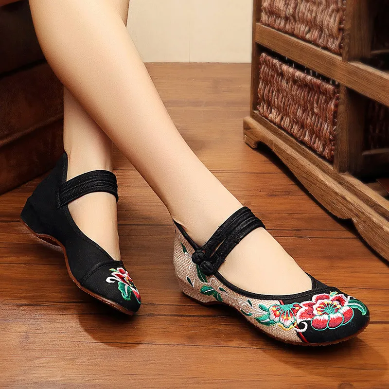 Smirnova/Модная весенняя обувь Женская вышитая с круглым носком в китайском стиле