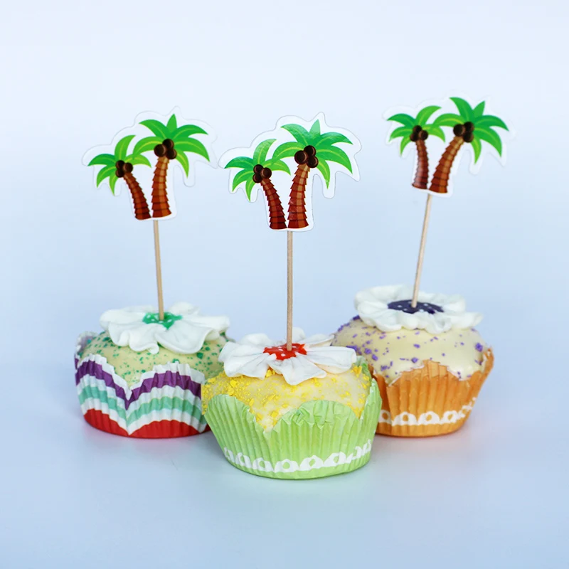 12 шт тропические растения кокосовое дерево кекс Топпер тема мультфильм товары
