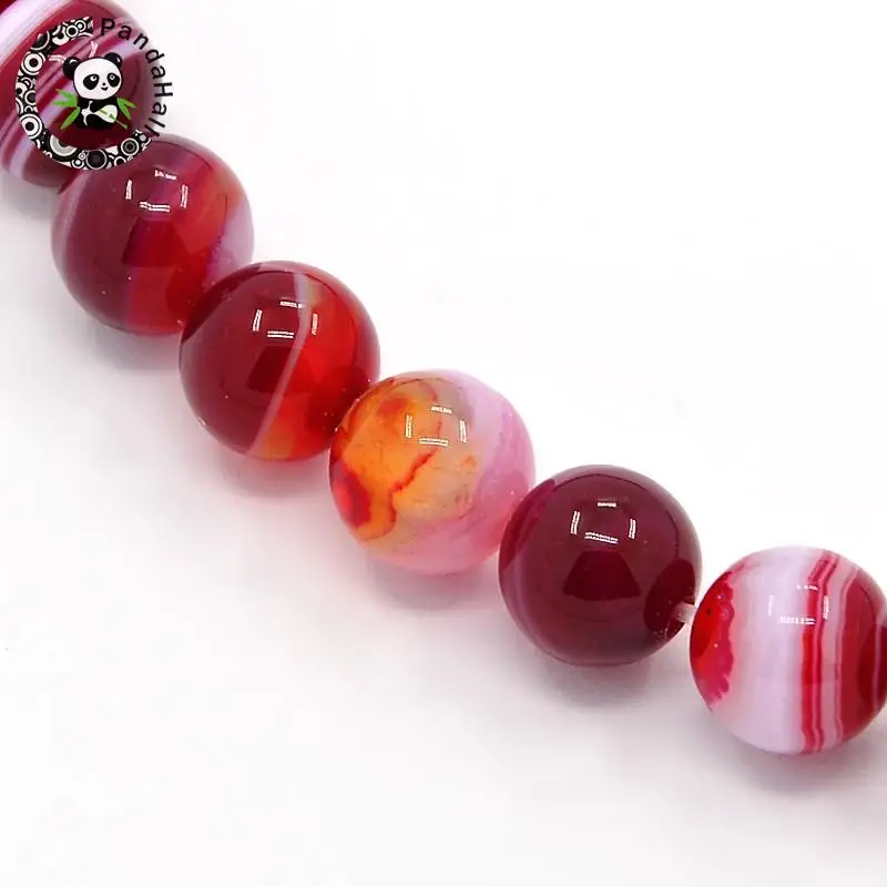

Round Dyed Natural Striped Beads Strands, DarkRed, 8mm, Hole: 1mm; about 48pcs/strand, 15.2"