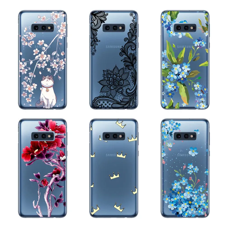 Чехол для samsung galaxy S10 lite силиконовый чехол с черным цветком мягкая задняя крышка