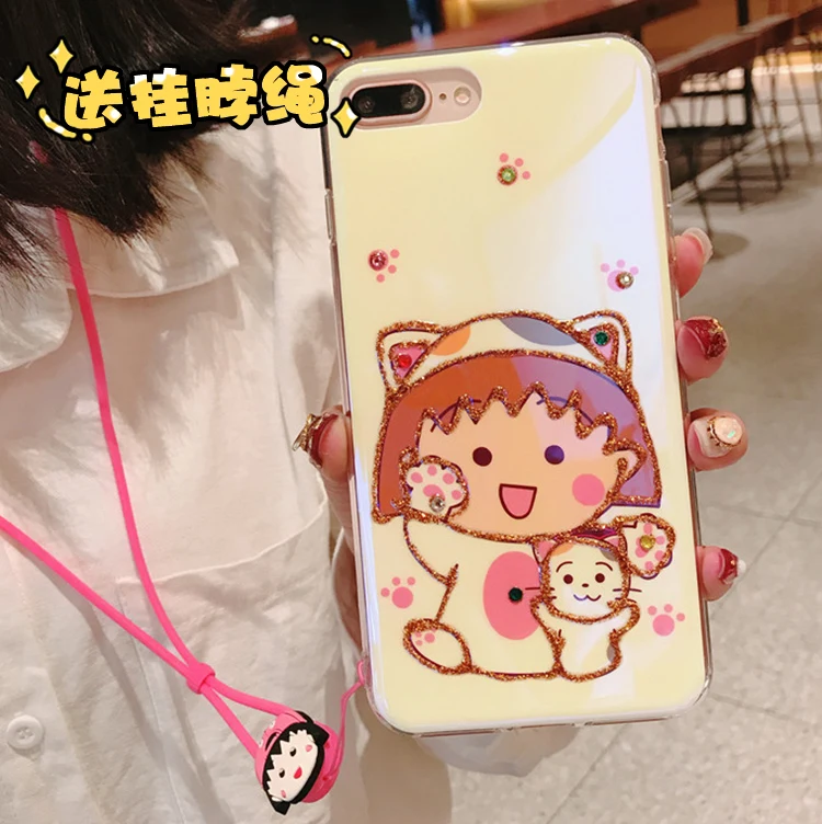 Задняя крышка для iPhone XS MAX/XR Chibi Maruko милое закаленное стекло с изображением кошки