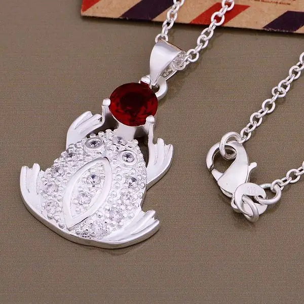 XL-AN993 Hot Sale Free Shipping Silver Fine Jewelry Wholesale 925-Sterling-Silver Charms Fashion Frog Inlaid Red Stone Pendants | Украшения