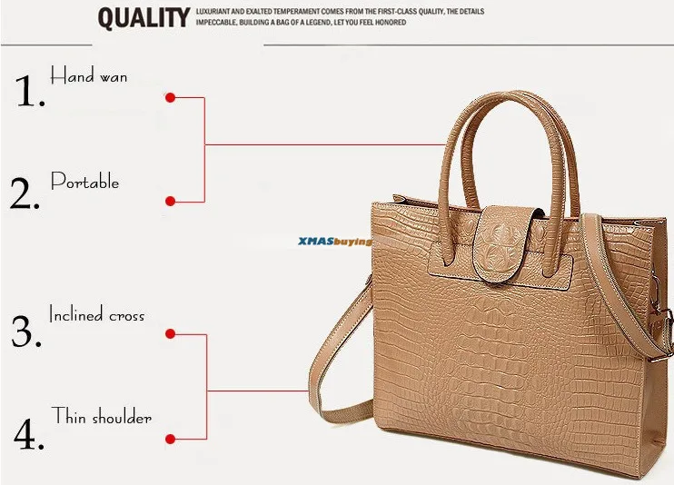 XMESSUN женская сумка из натуральной кожи большая через плечо с крокодиловым узором