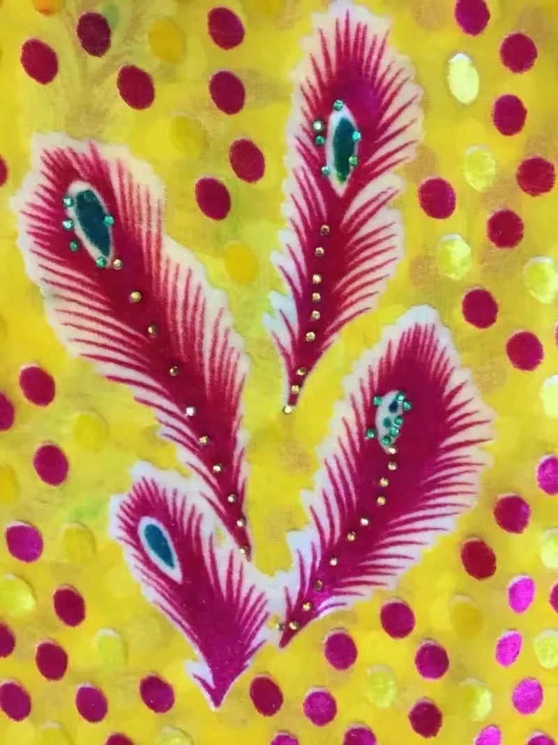 

Creative african velvet lace fabric with rhinestones high quality 2 in 1 design nigerian velvet lace fabric for dress CNR-37
