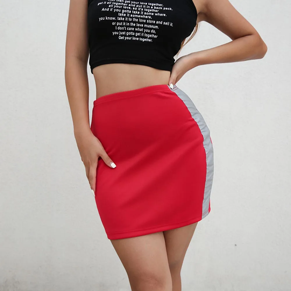 Для женщин сексуальные юбки 2018 новые летние красные улица Bodycon Цвет блока