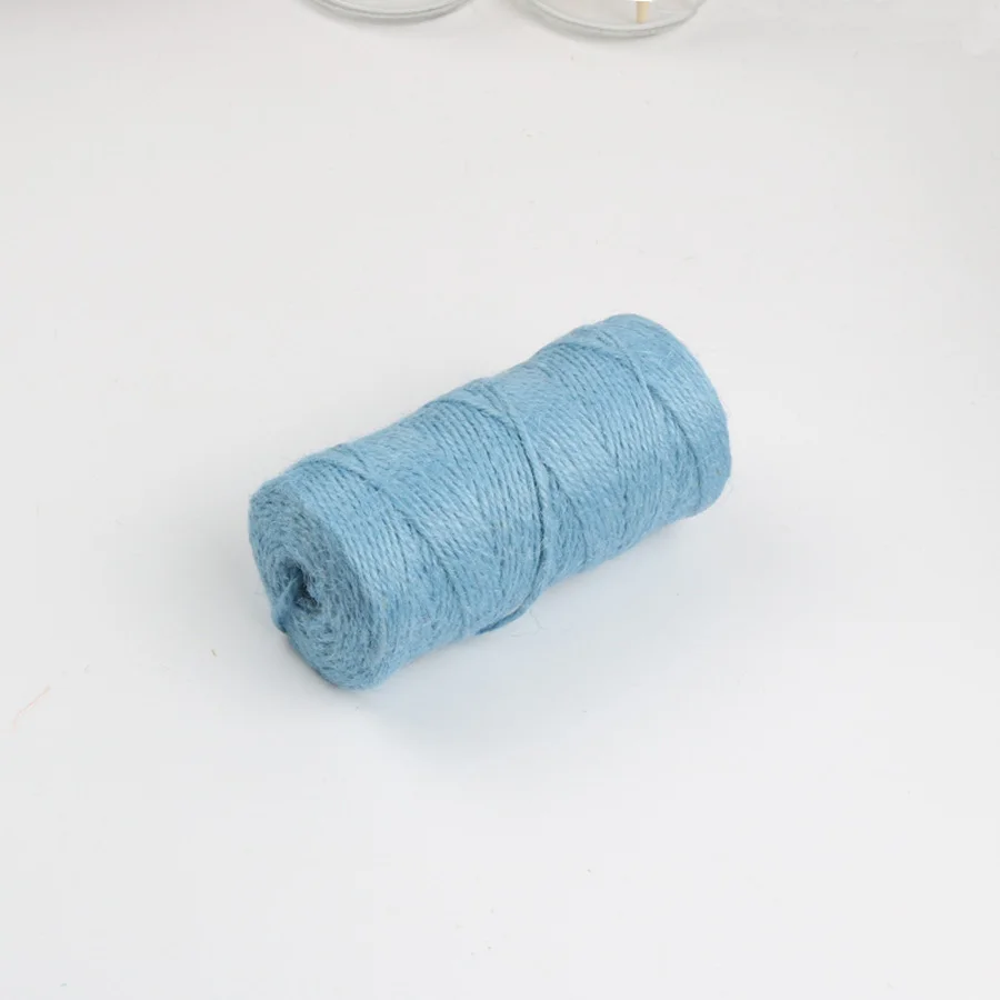 light blue 100 м/рулон 2 мм пеньковая пряжа плетеная веревка джутовая нить Мешковина вечерние упаковка для свадебного подарка шнуры цветные Zakka Скрапбукинг - Цвет: light blue