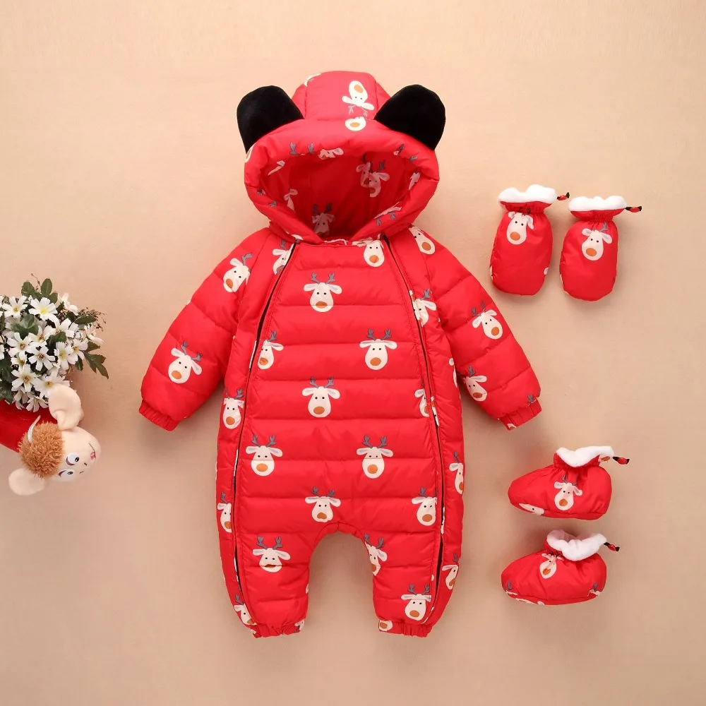 Russian winter baby snowsuit 90% duck down jacket for girls coats warm Park infant boy snow wear jumpsuit 30# | Детская одежда и