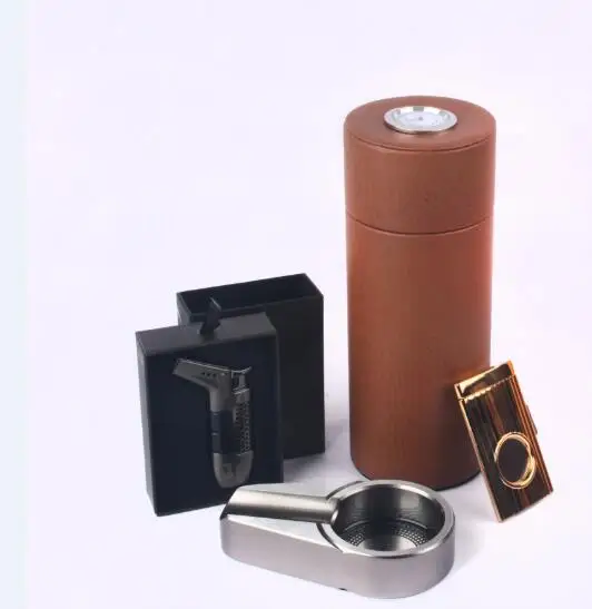 COHIBA кожа Дерево кедра с подкладкой сигары Дорожный Чехол мини коробка для сигар резчик пепельница - Цвет: kit 3