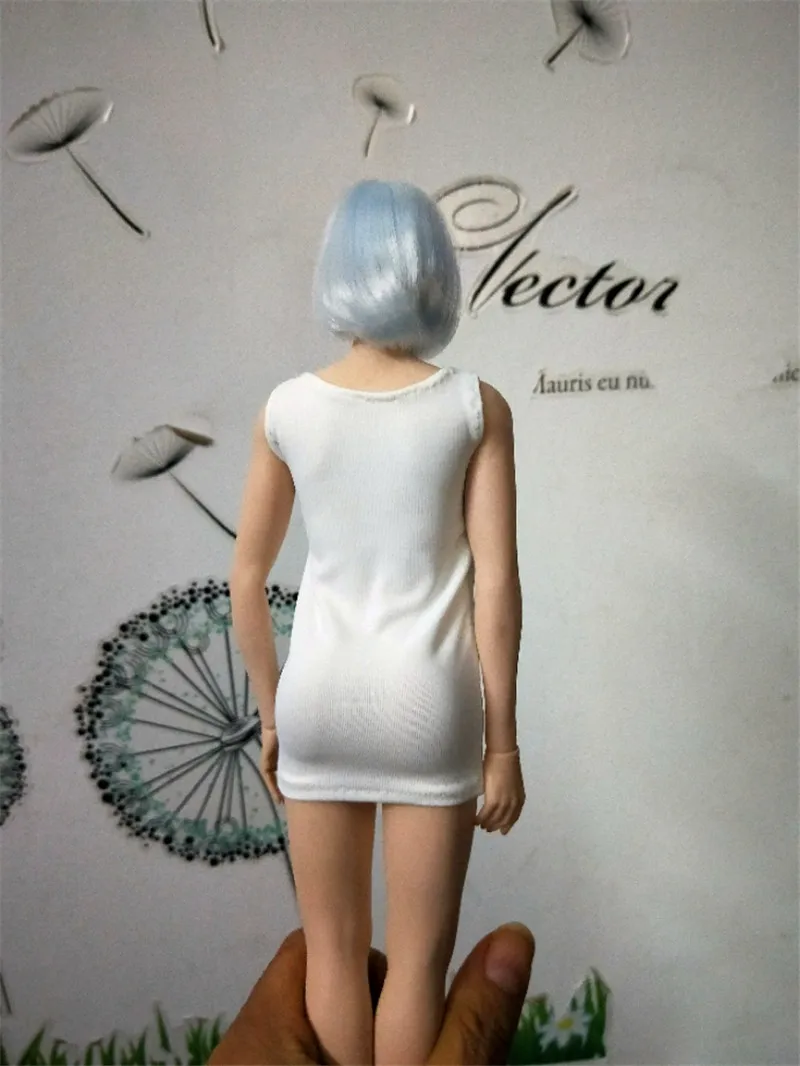 

1/6 Scale Women Girl White Vest Dress Models for 12''Action Figures Bodies Accessories DIY