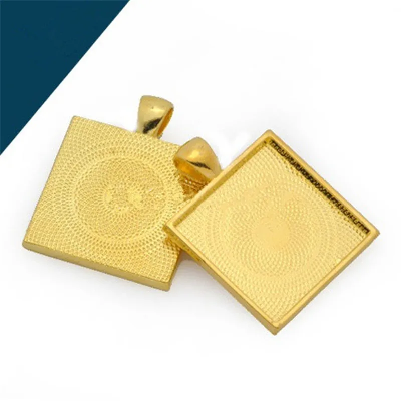 New10pcs DIY Square Pendant Cabochon Tray Base Lace Pendants Blank Bezel Settings Perfect Fit 25mm Glass Cameo | Украшения и