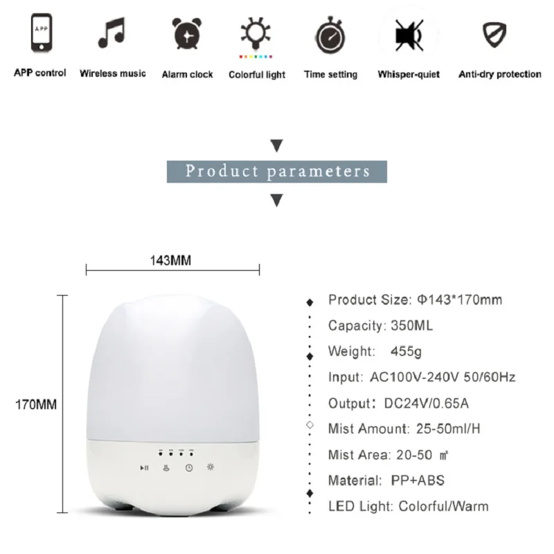 Увлажнитель Ароматизатор воздуха ультразвуковой с 7 светодиодный одами 350