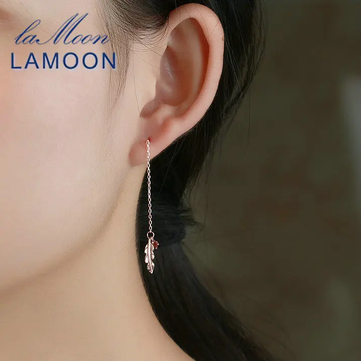 Ламон 100% натуральный красный гранат Винтажный стиль капля перо Ушная линия для