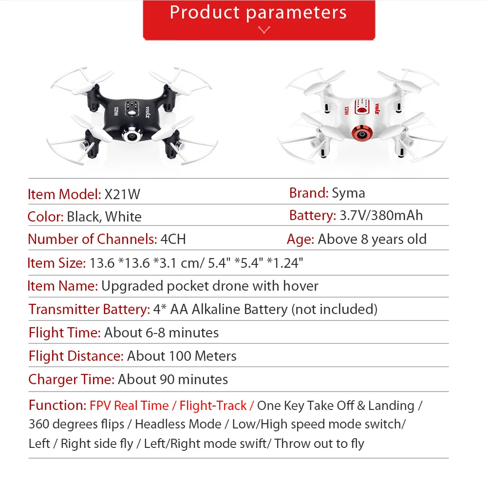 SYMA X21W RC Дрон Wi-Fi камера FPV мини Дрон Квадрокоптер 2,4 ГГц 4CH RC вертолет карманные Дроны для детей подарочная игрушка