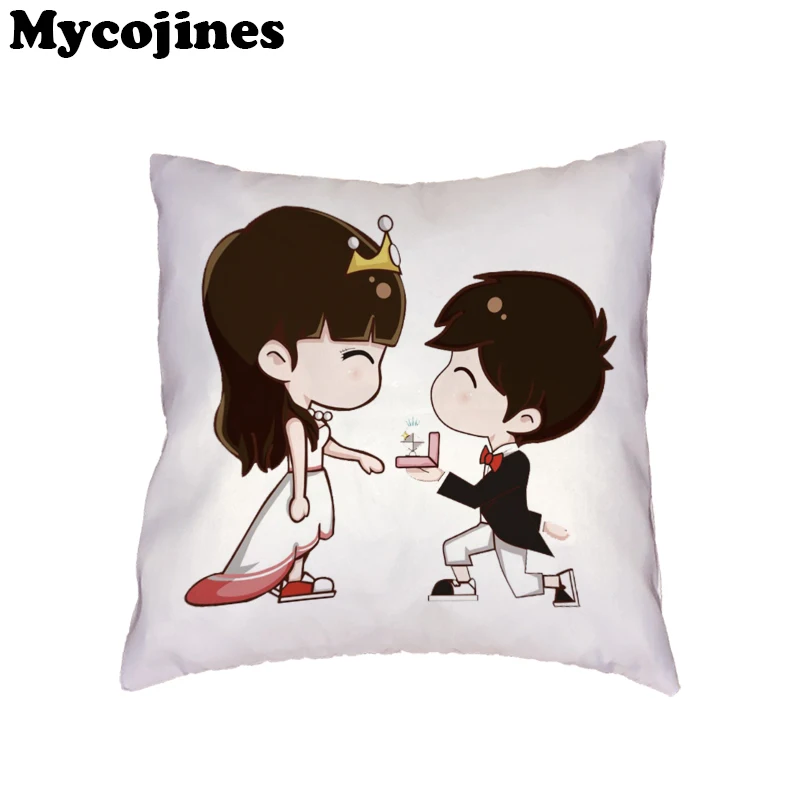 

Valentine's Day Series 45x45cm Cushion Cover Love Couple Little Girl Flower Bedroom Sofa Decor Polyester Peach Skin Pillow Cases