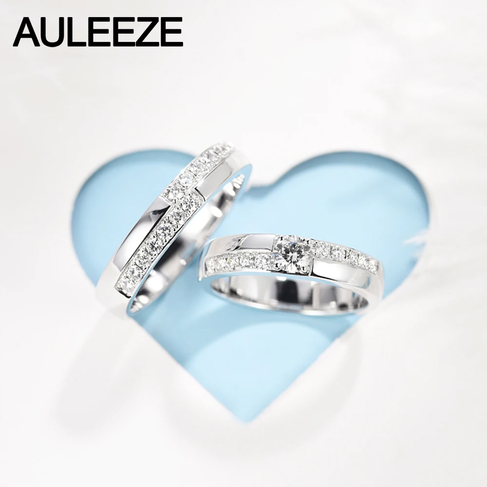 AULEEZE 0 67 cttw обручальное кольцо с настоящим бриллиантом однотонное 18K белое золото
