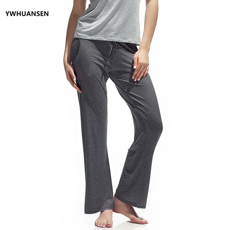 YWHUANSEN Drawstring Женская Повседневная Пижама и брюки из хлопка Простые штаны для