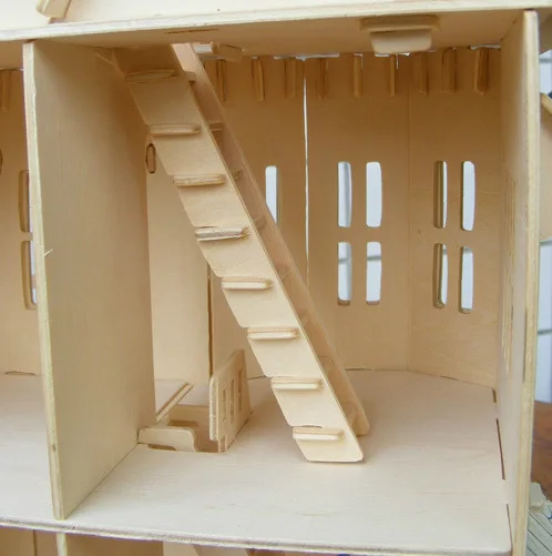 BOHS Готический Кукольный дом дети строительство игрушечные лошадки Деревянный 3d