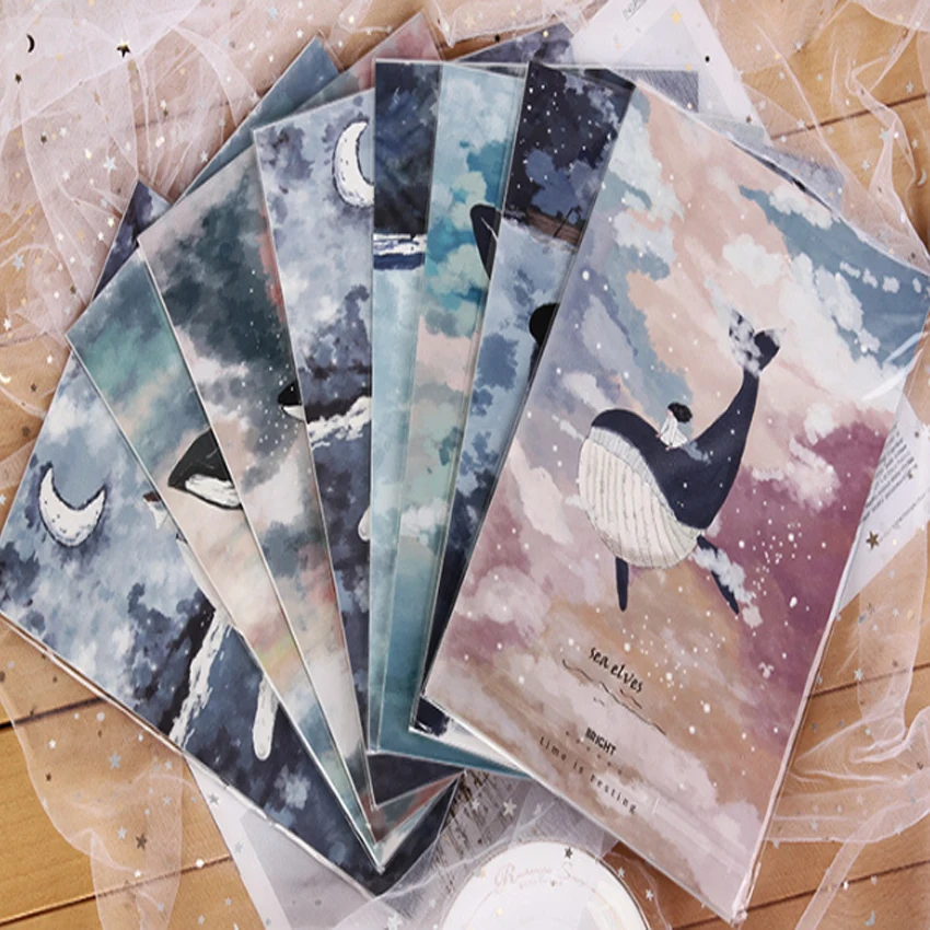 

1Pack/lot Kawaii Floating Forest Sea Elves 3 Envelopes + 6 Sheets Letter Paper Set For Gift School Office Supplies