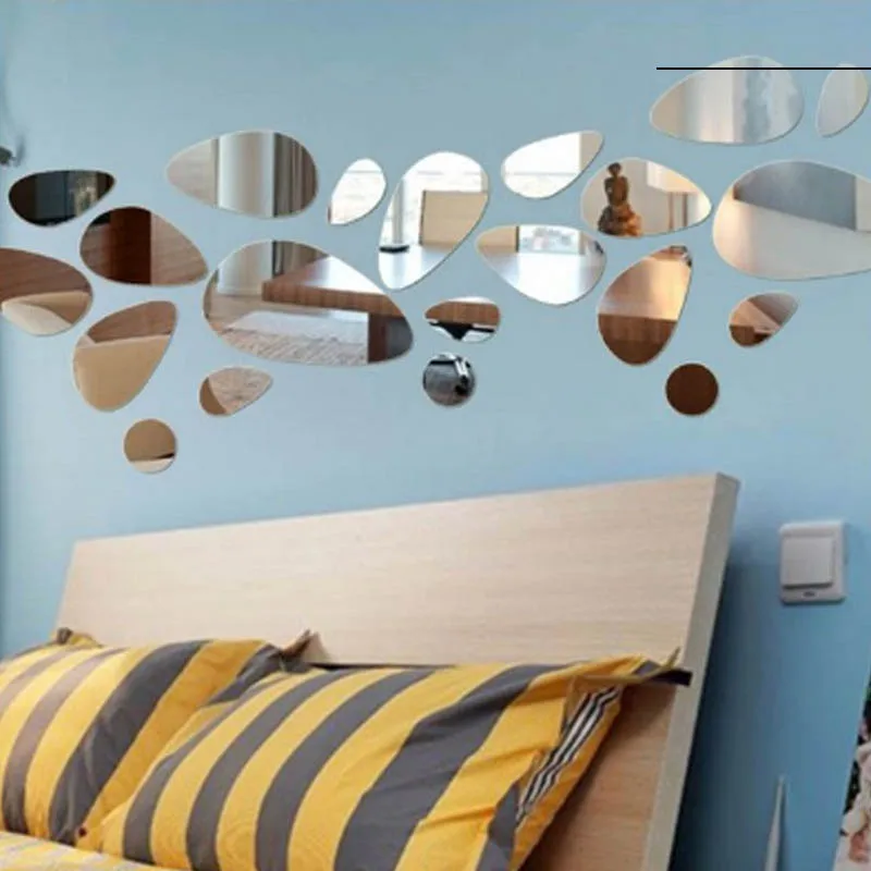 DIY самоклеющиеся настенные зеркальные наклейки украшения ТВ фон домашний декор