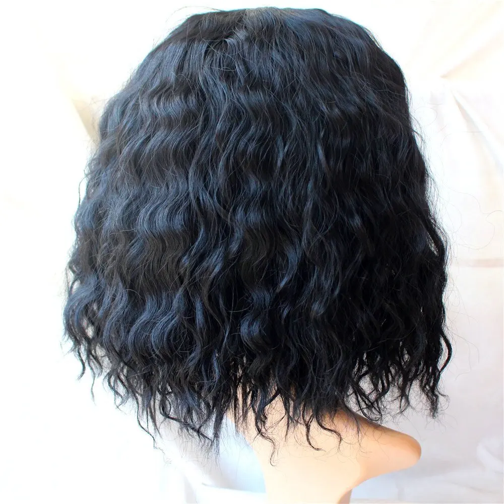 Женский короткий парик Similler черный из синтетических волос с высокой