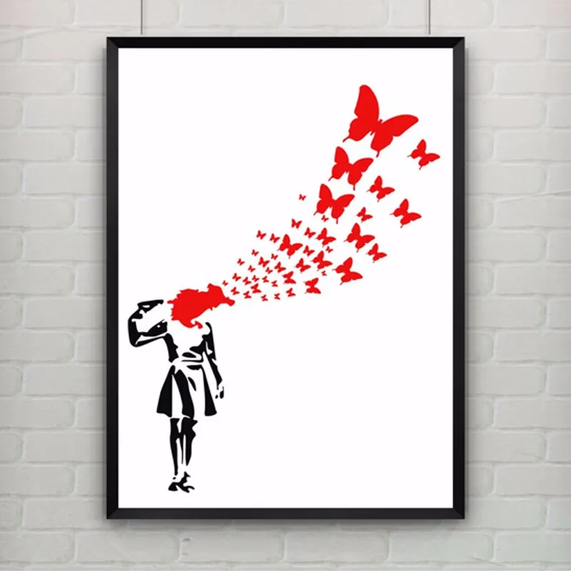 

Girl With Balloon by Banksy Poster Canvas Art Cuadros Decoracion Canvas Painting Wall Picture Kids Room Nursery Decor, No Frame