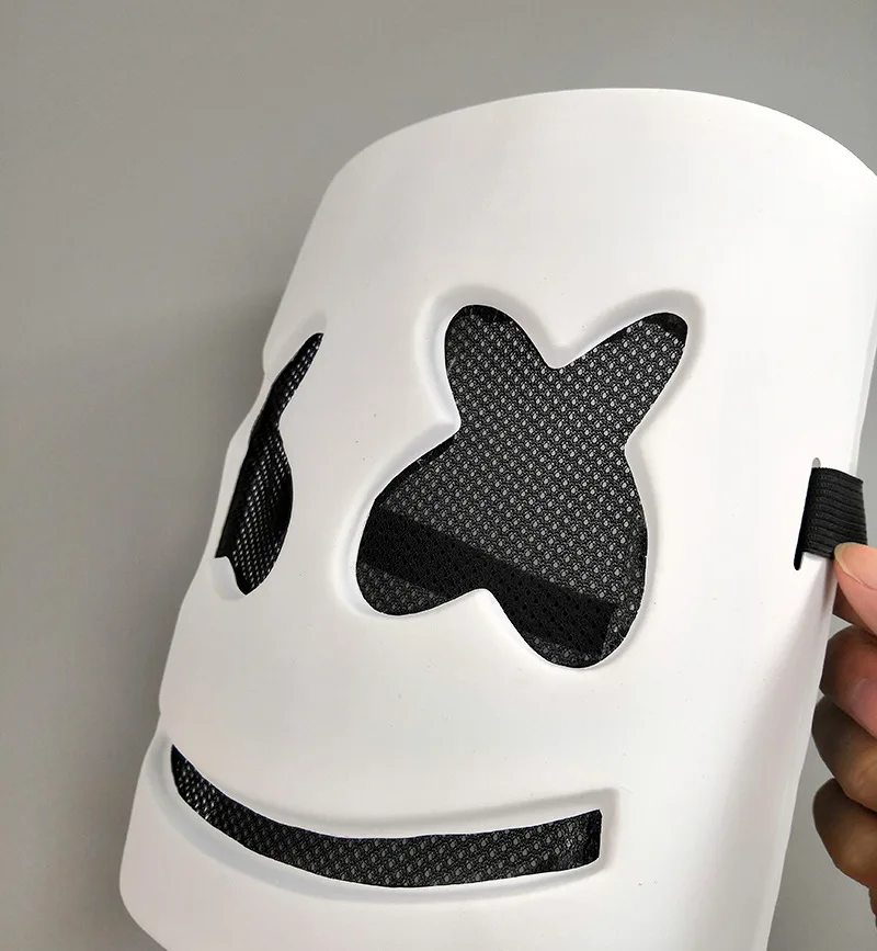 DJ Marshmello Cos пластиковая маска для Хэллоуина, головной убор для взрослых, аксессуары для косплея, белые черные глаза, горячая Распродажа, dj Косплей
