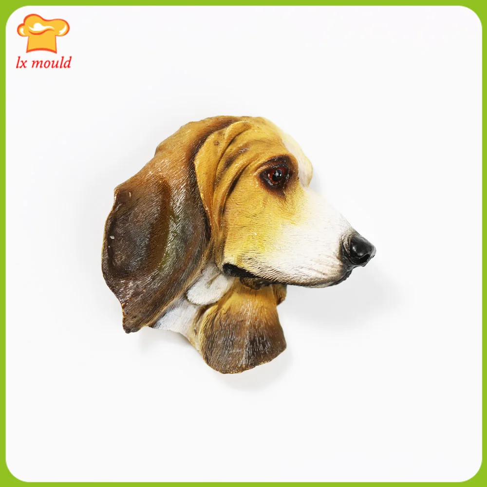 

LXYY New Foxhound Dog Head Craft Wax Resin Sculpture Silicone Mould Candy