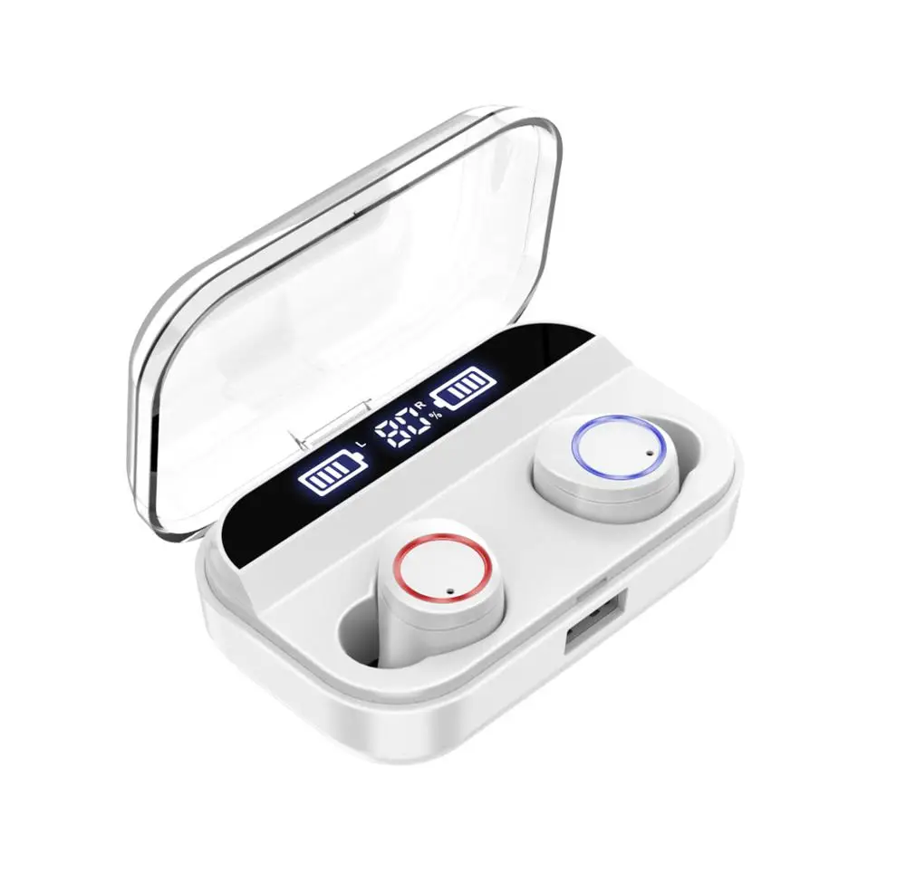 Белый 4000mAH беспроводные наушники, bluetooth-гарнитура с зарядным дисплеем, беспроводные наушники IPX7 водонепроницаемые Hi-Fi стерео звук - Цвет: Белый