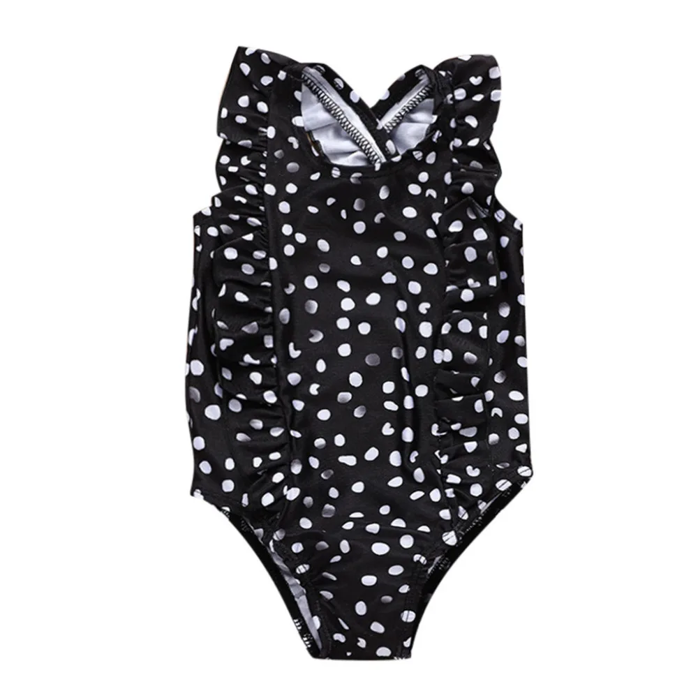 Купальный костюм для маленьких девочек купальник бикини в горошек с бантом