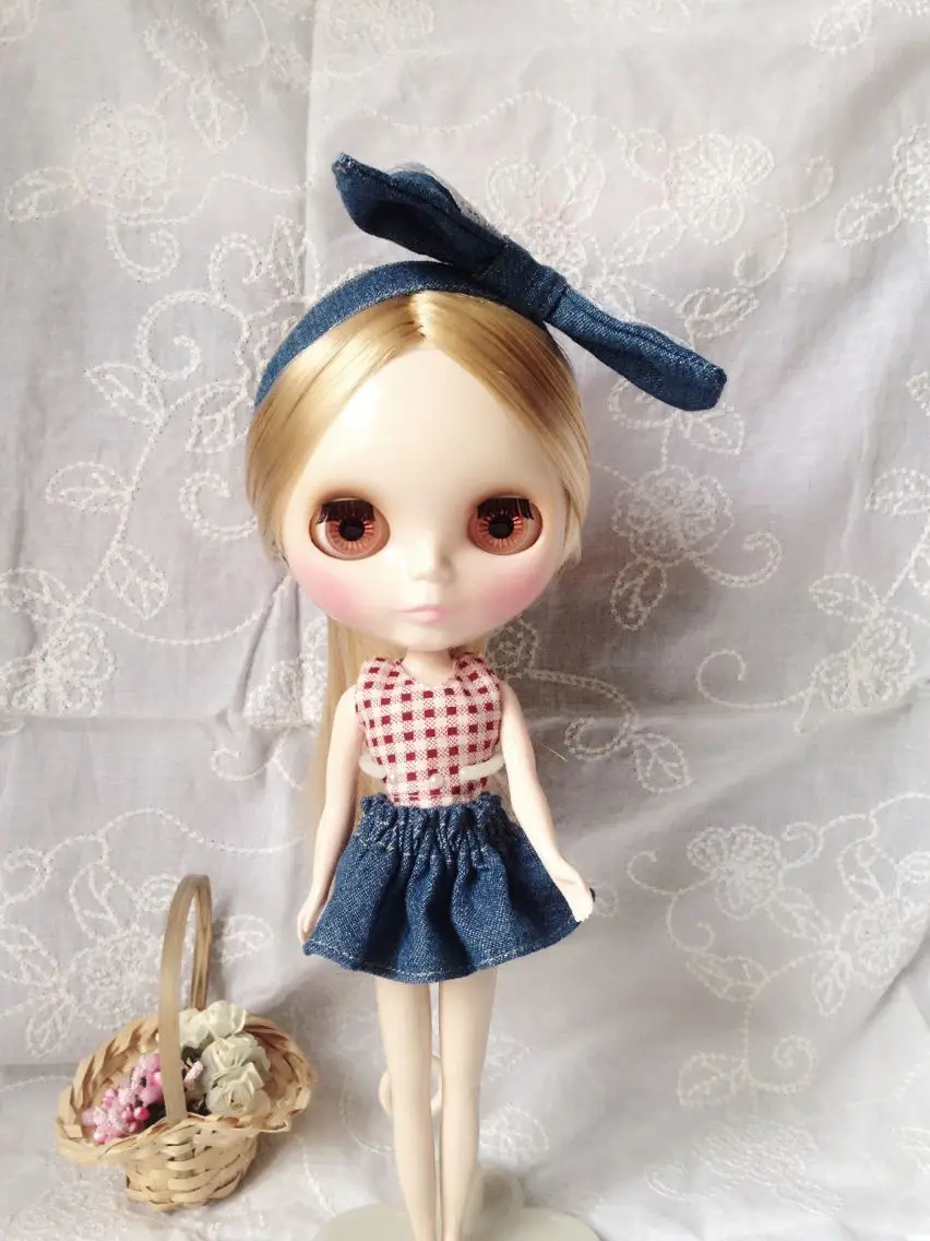 Блит одежда аксессуары ручной работы Новый Джинсовые юбки платья в клетку с Бижу