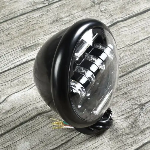 full black 883 Ретро мотоциклетный модифицированный светодиодный светильник s 5,75 дюйма, головной светильник с двойной линией, водительский светильник - Цвет: full black