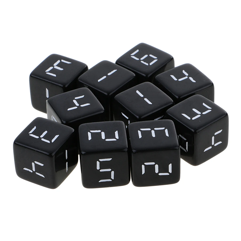 MagiDeal 10 шт./лот D6 игральные кости шестисторонний черный с белыми цифрами для друзей вечерние доски для паба клуба ролевые игры 16 мм