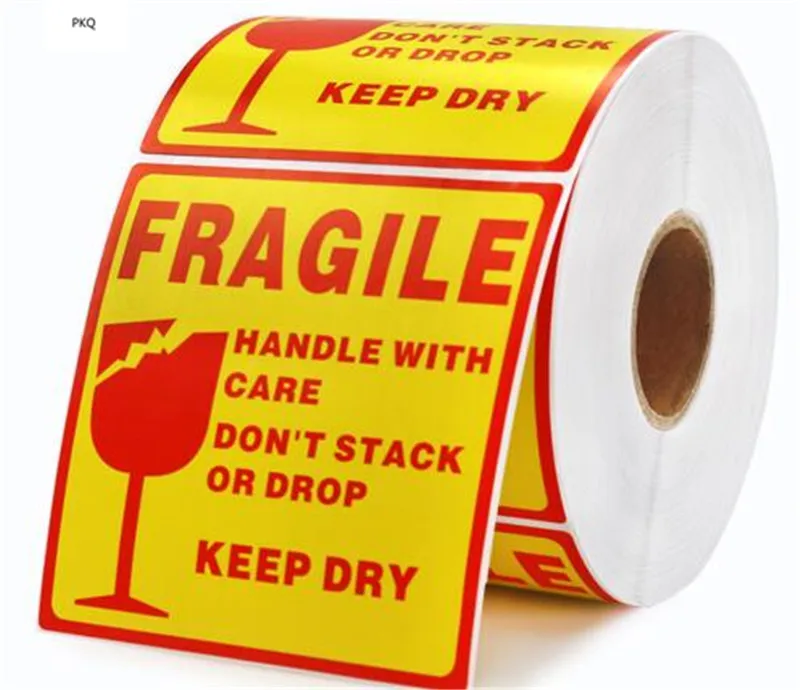 500pcs/Roll 10x10cm Large FRAGILE Label Sticker handle with care Sticker Shipping Mail Warning Sticker