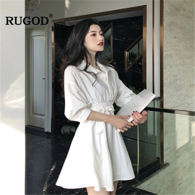 Женское платье в английском стиле RUGOD Белое Облегающее Летнее мини-платье с