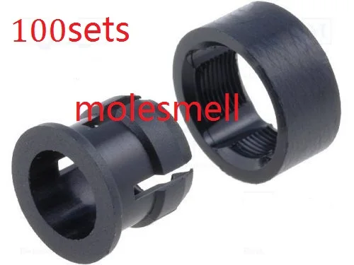 

100pcs 5mm Plastic Black LED Clip Holder Display Panel + 100pcs 5mm ring