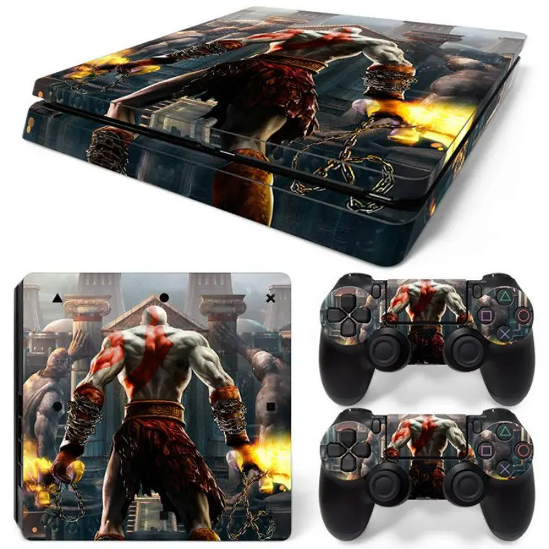 Съемный Виниловый чехол God of War для PS4 Slim + контроллер защитные наклейки Sony Playstation 4