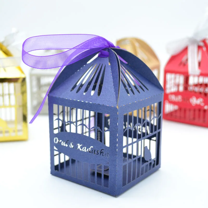 Золото Серебро бесплатная настроить имя лазерная резка Любовь Птица Свадебные