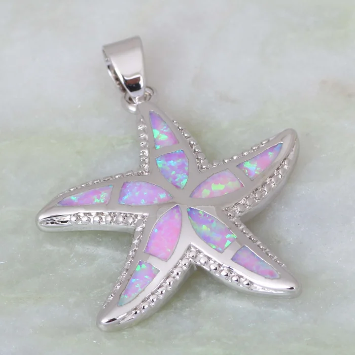 Новые массивные ювелирные изделия серебряные Модные Розовый огненный опал кулон