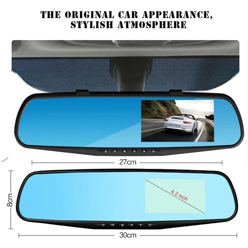 Водонепроницаемый двойной объектив зеркало заднего вида справа дисплей камеры