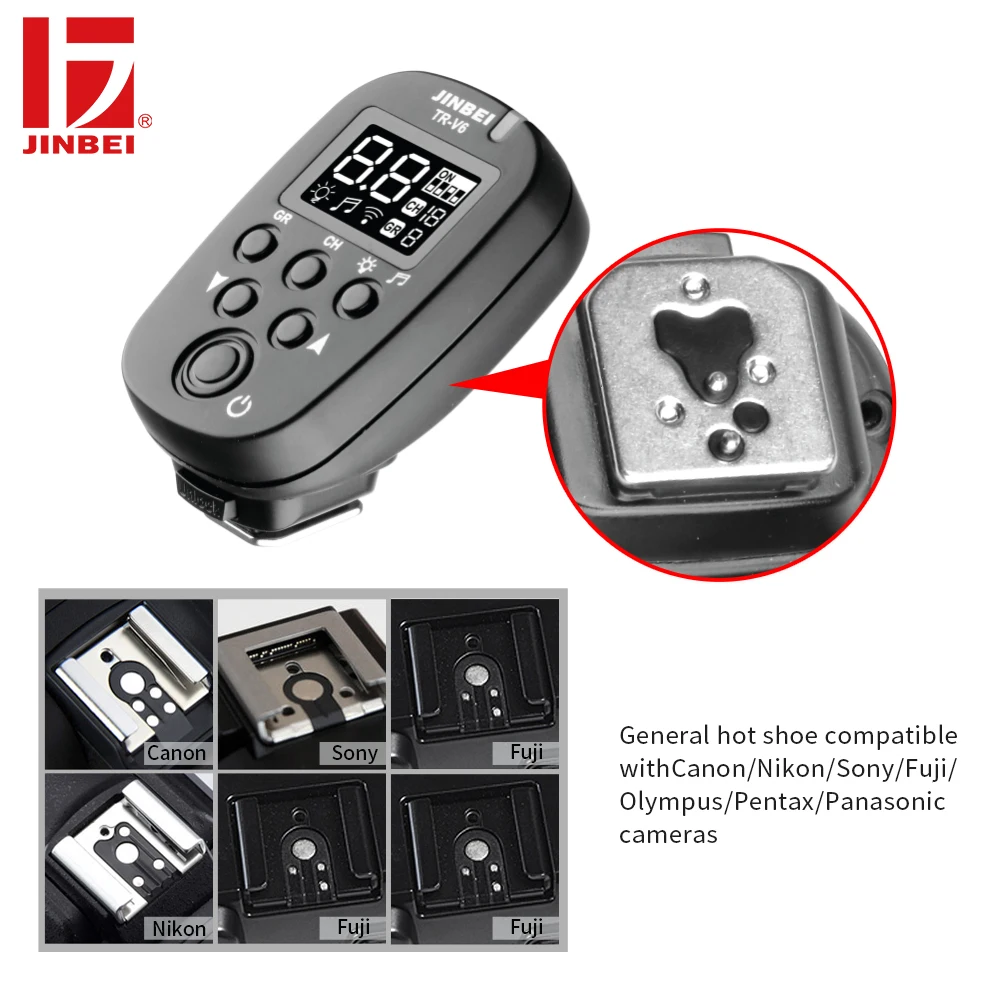 JINBEI TR-V6 триггера 2,4 г Беспроводной для радиостудии трансмиттер для вспышки для фотосъемки с пультом дистанционного управления