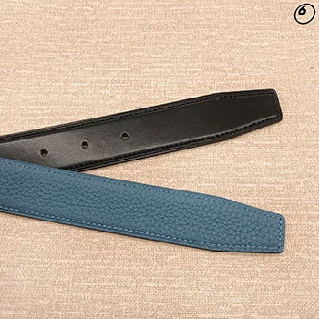 6 blue Без пряжки, дизайн, высокое качество, для мужчин и женщин, натуральная кожа, ремень, брюки, первый слой, 3,2 см, ремень - Цвет: 6 blue