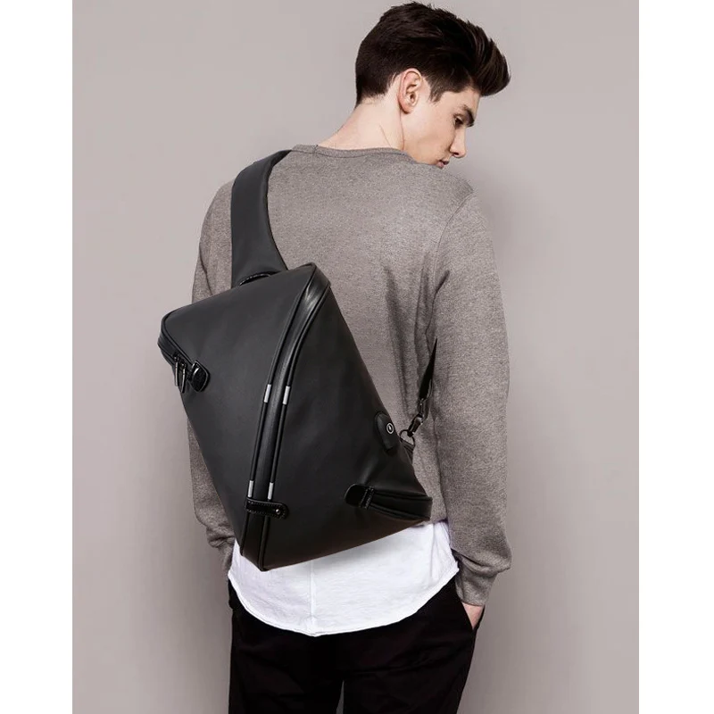 

Men chest bag USB Charging Backbag Multi function Crossbody Bags Short Trip Messenger pack Waterproof Male C90
