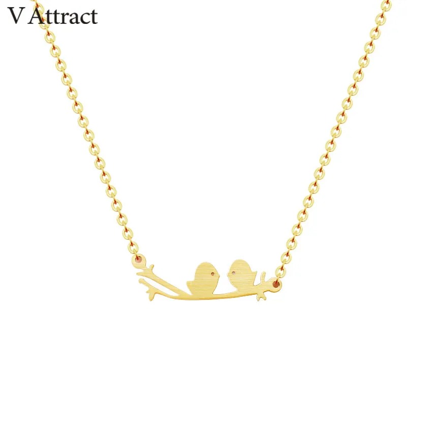 V привлечь Семья Jewelry Нержавеющая сталь любовник птица Цепочки и ожерелья Мода 2017