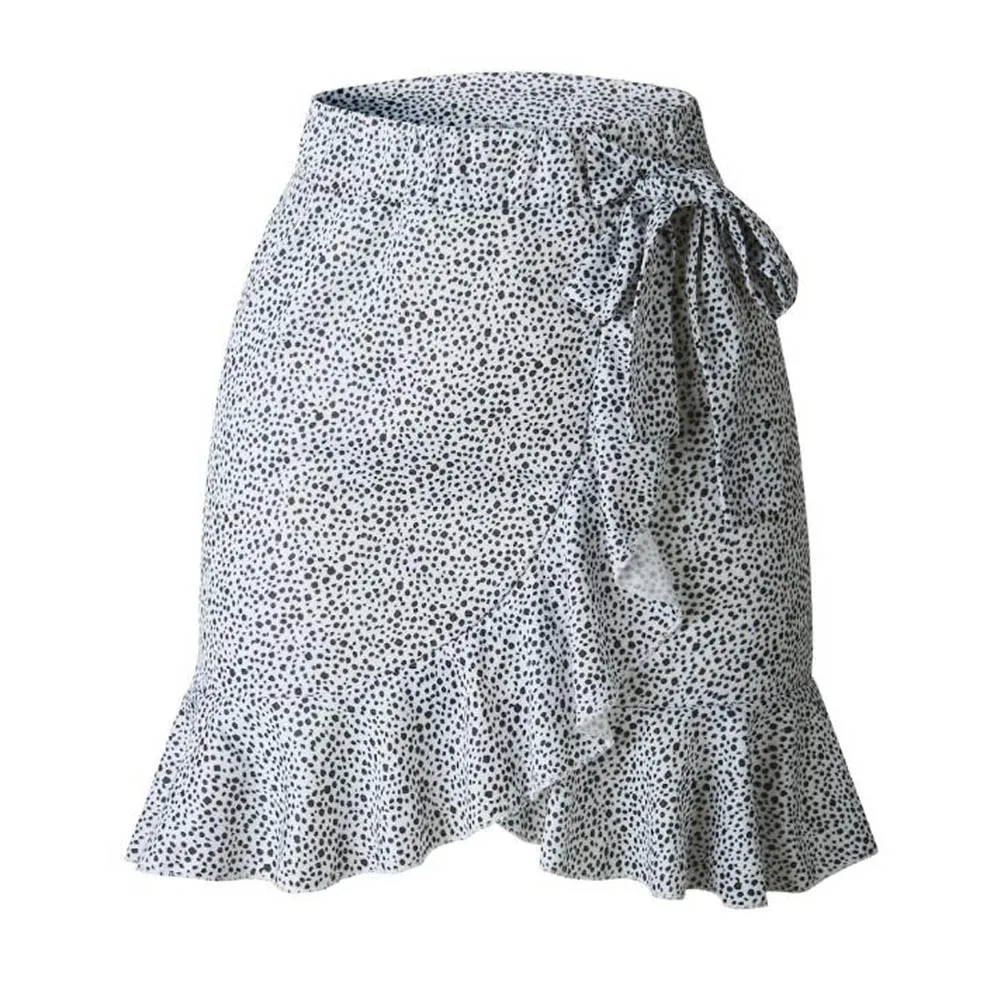 2019 юбка Женская высокая талия Повседневная короткая мини Boho пляжная закрытый